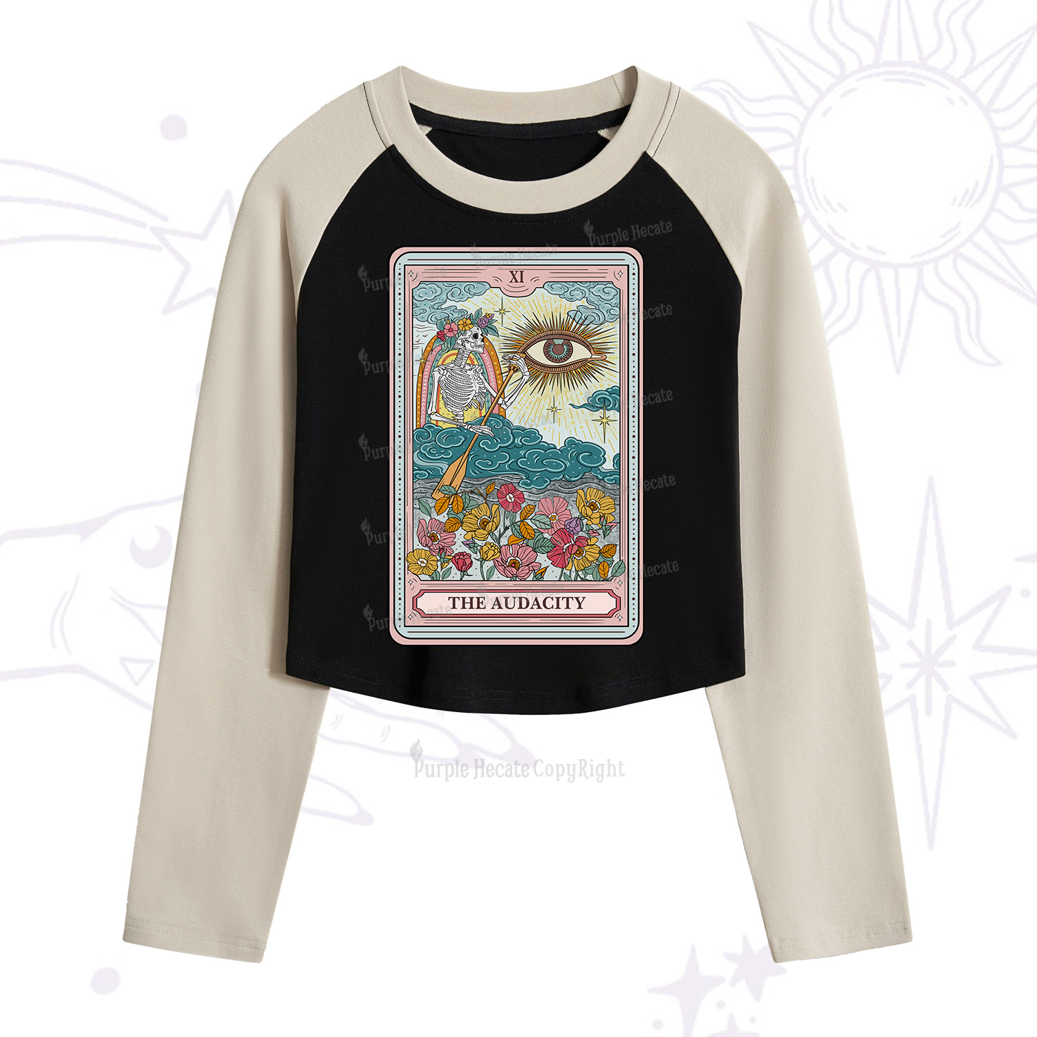 Purplehecate The Audacity Tarot  Cropped Raglan Long Sleeve T-Shirt