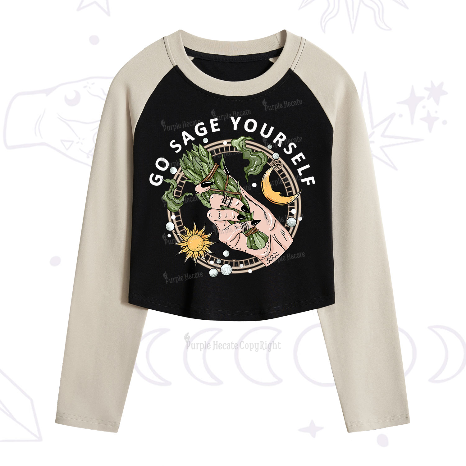 Purplehecate Go Sage Yourself  Cropped Raglan Long Sleeve T-Shirt