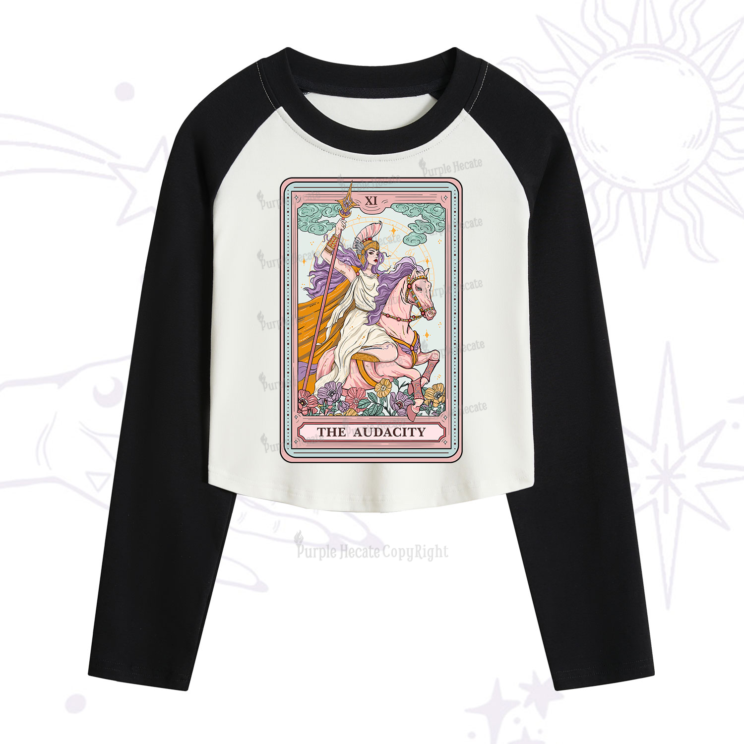 Purplehecate The Audacity Tarot Card Cropped Raglan Long Sleeve T-Shirt