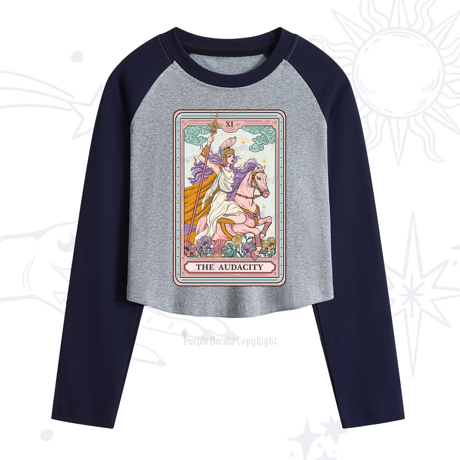 Purplehecate The Audacity Tarot Card Cropped Raglan Long Sleeve T-Shirt