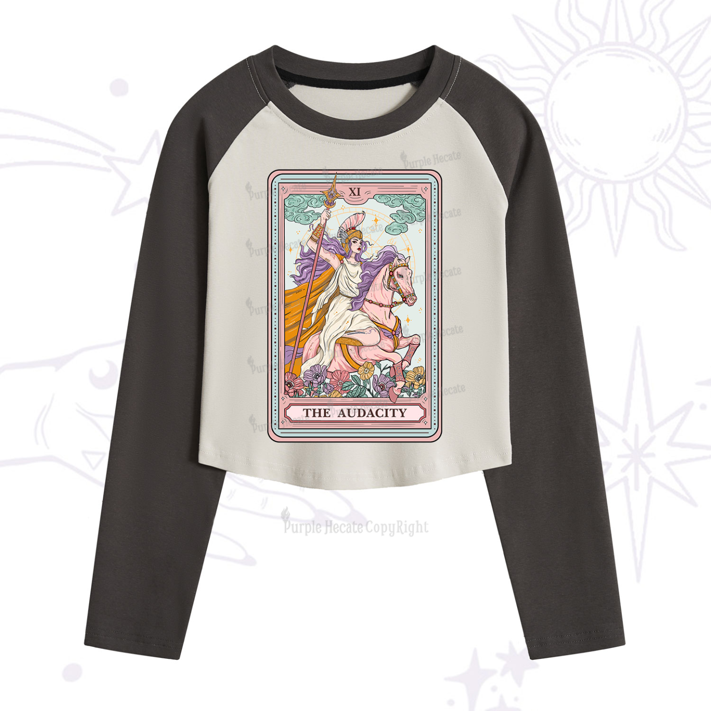 Purplehecate The Audacity Tarot Card Cropped Raglan Long Sleeve T-Shirt