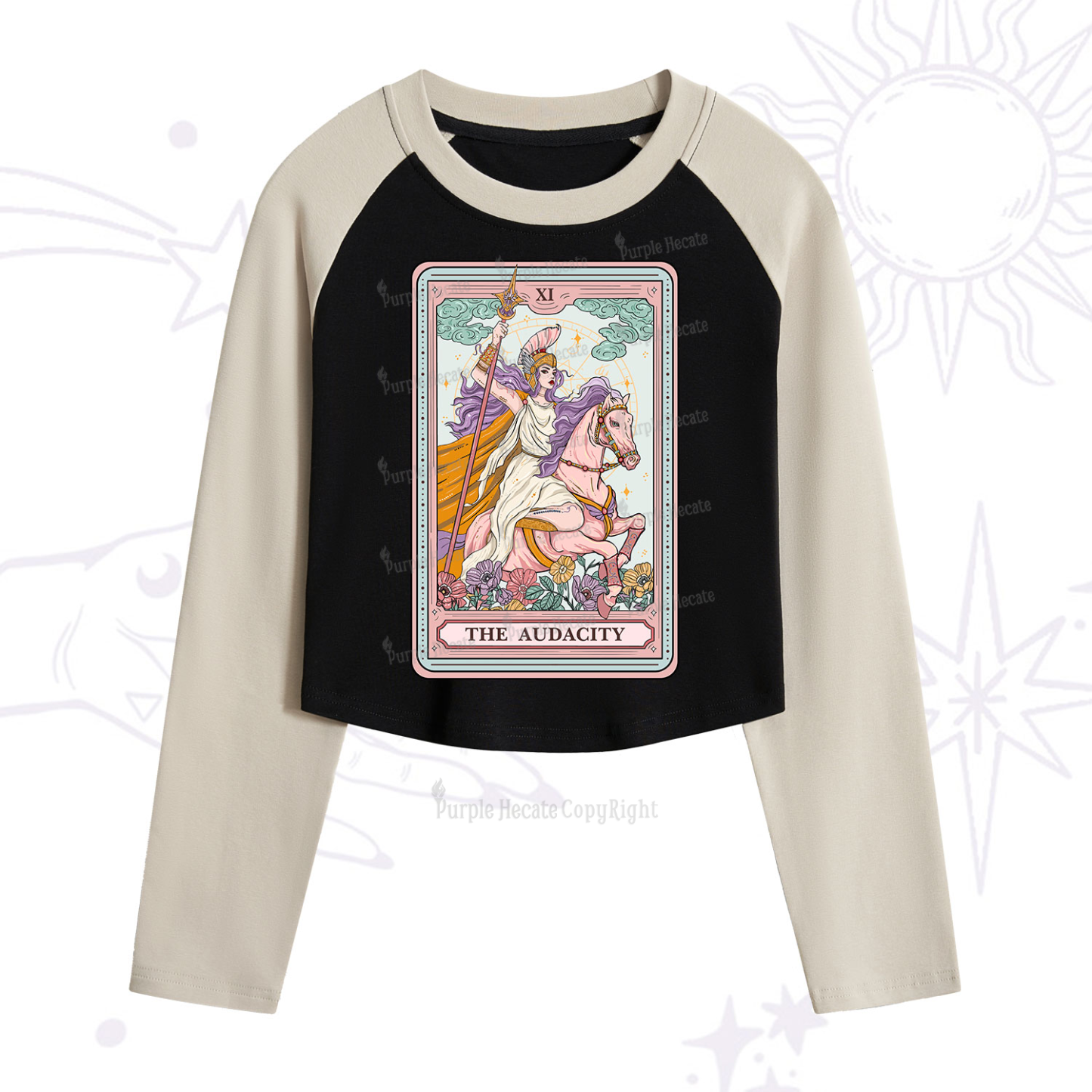 Purplehecate The Audacity Tarot Card Cropped Raglan Long Sleeve T-Shirt