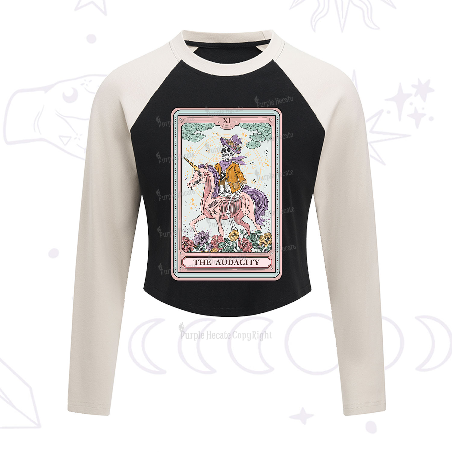 Purplehecate The Audacity Tarot Card Cropped Raglan Long Sleeve T-Shirt