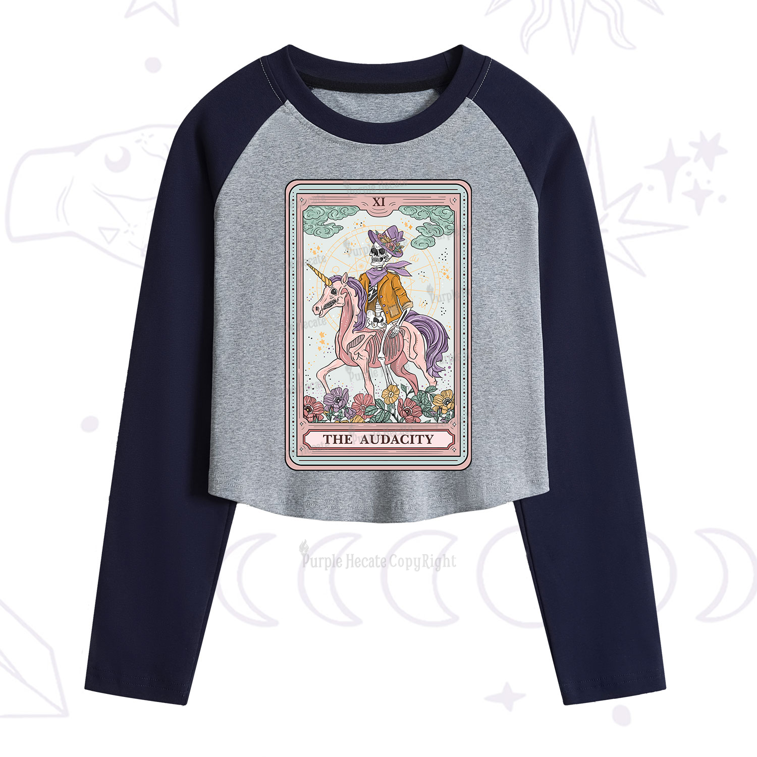 Purplehecate The Audacity Tarot Card Cropped Raglan Long Sleeve T-Shirt