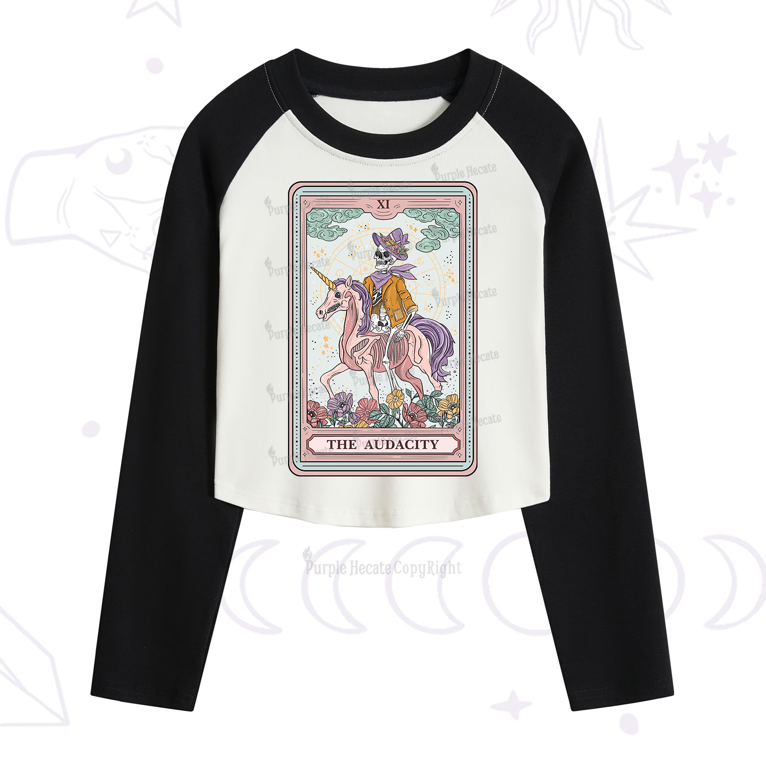 Purplehecate The Audacity Tarot Card Cropped Raglan Long Sleeve T-Shirt