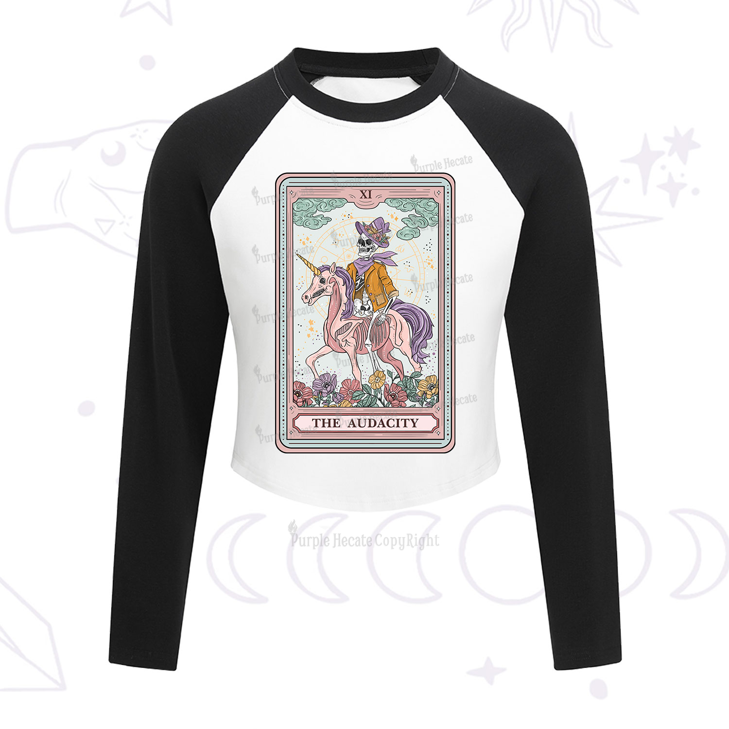 Purplehecate The Audacity Tarot Card Cropped Raglan Long Sleeve T-Shirt
