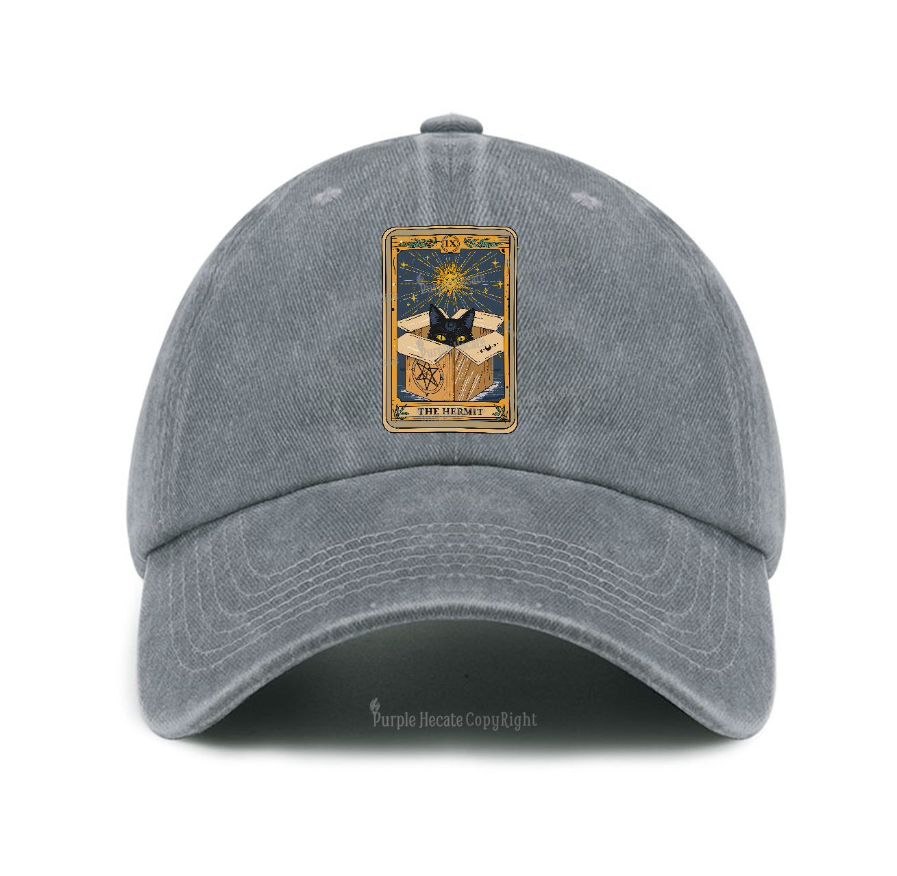 Purplehecate The Hermit Cat Tarot Card Baseball Cap