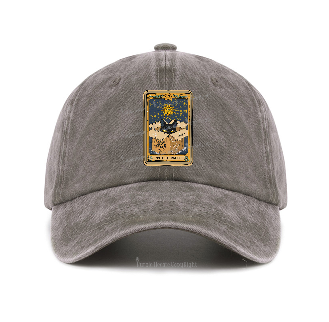 Purplehecate The Hermit Cat Tarot Card Baseball Cap