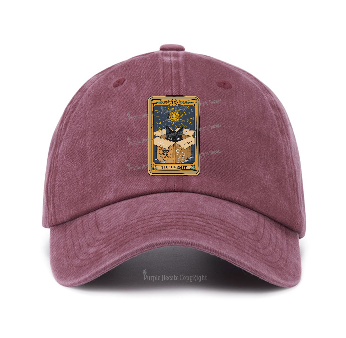 Purplehecate The Hermit Cat Tarot Card Baseball Cap