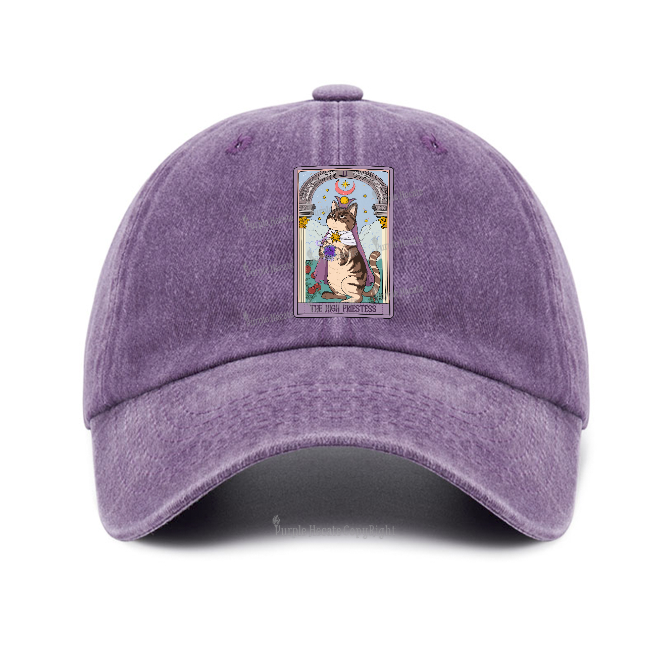 Purplehecate The High Priestess Cat Tarot Baseball Cap