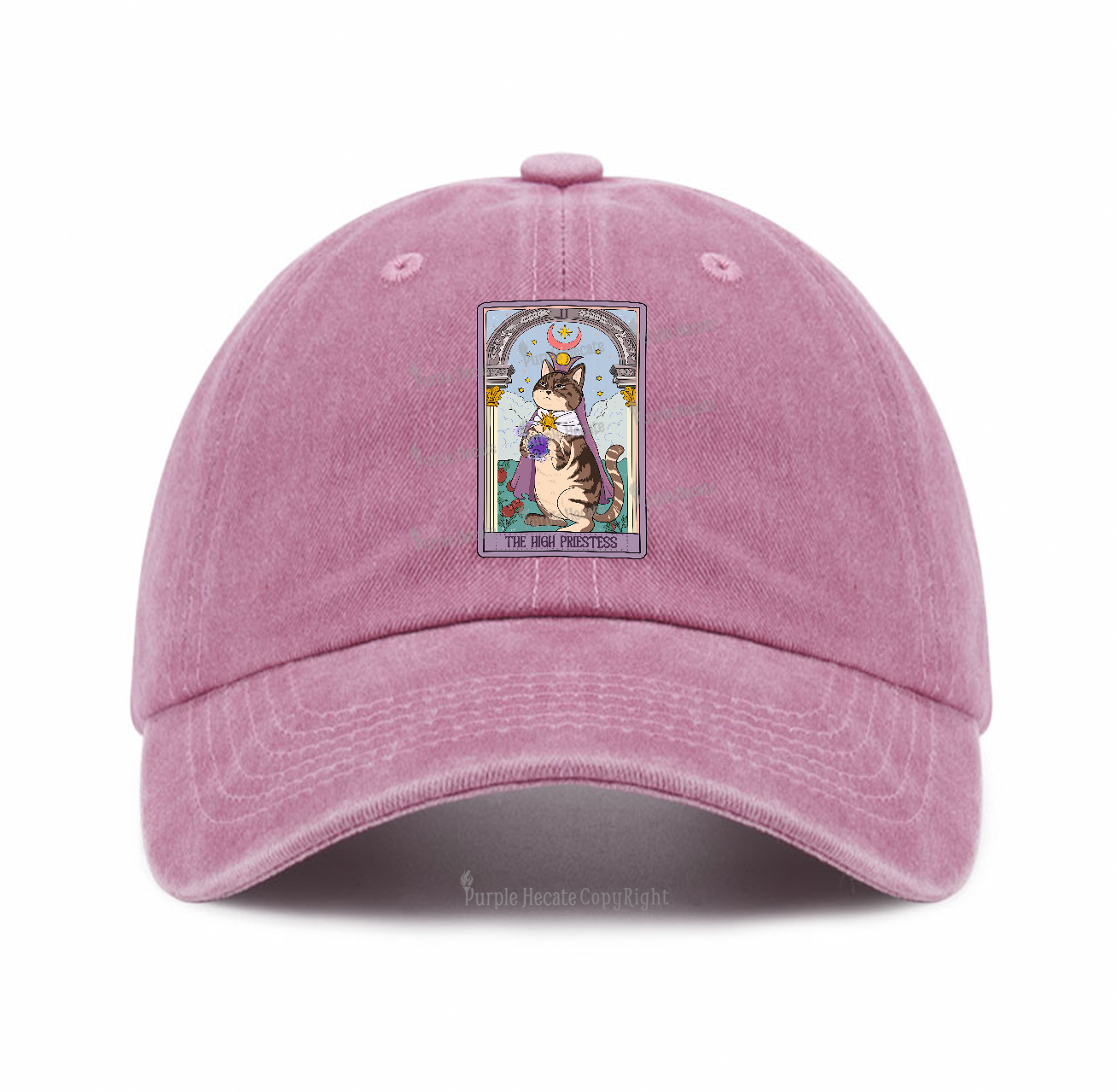 Purplehecate The High Priestess Cat Tarot Baseball Cap