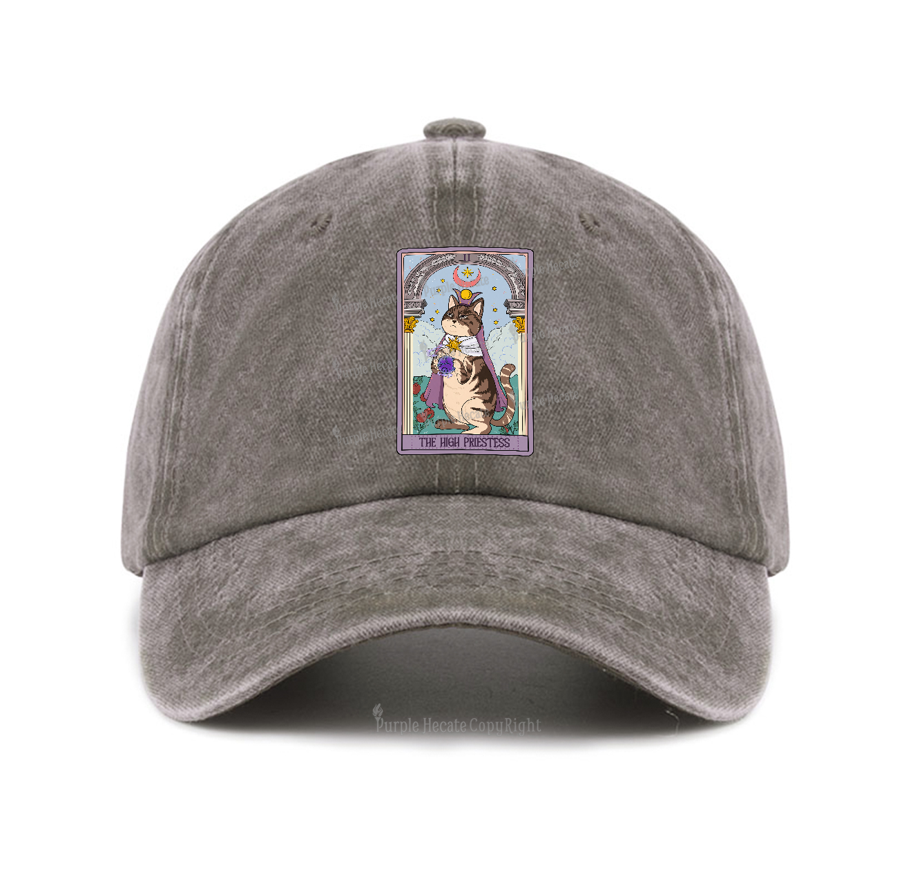 Purplehecate The High Priestess Cat Tarot Baseball Cap