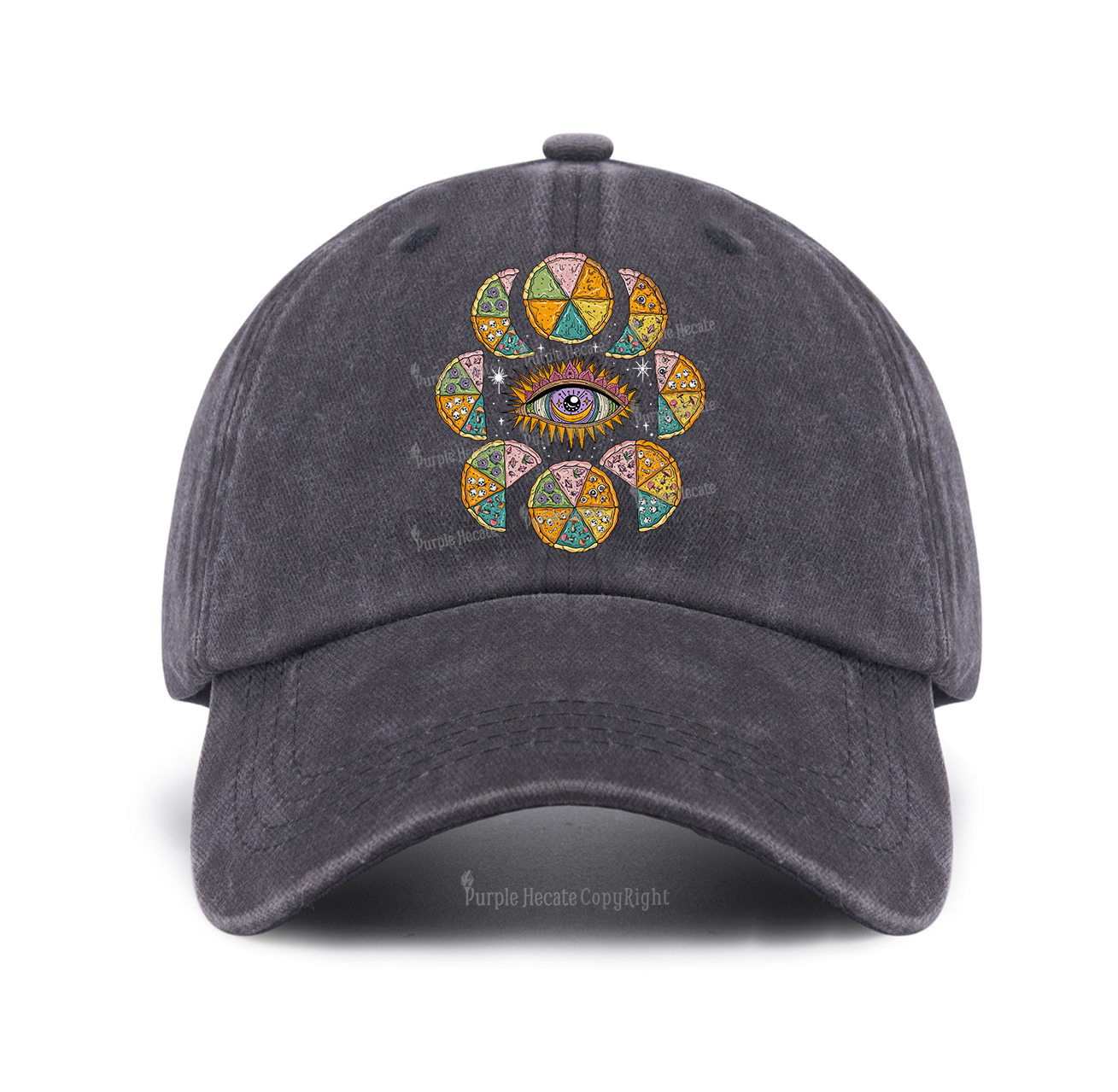 Purplehecate Moon Phase Pizza Baseball Cap