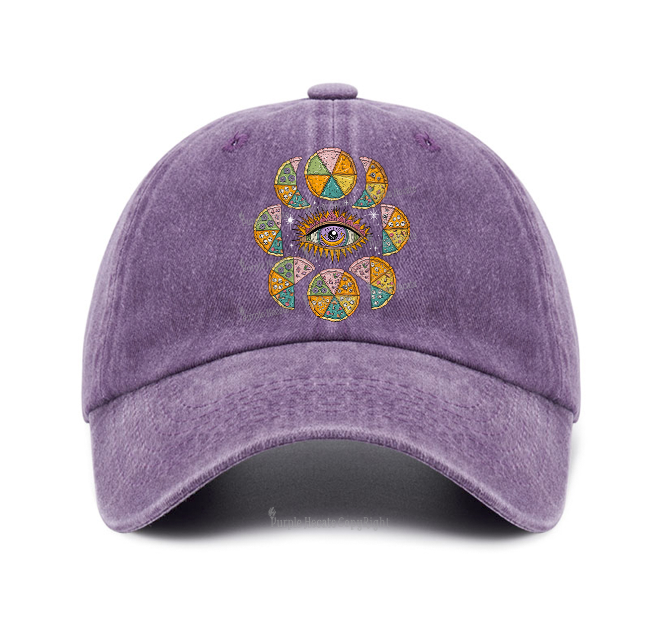Purplehecate Moon Phase Pizza Baseball Cap