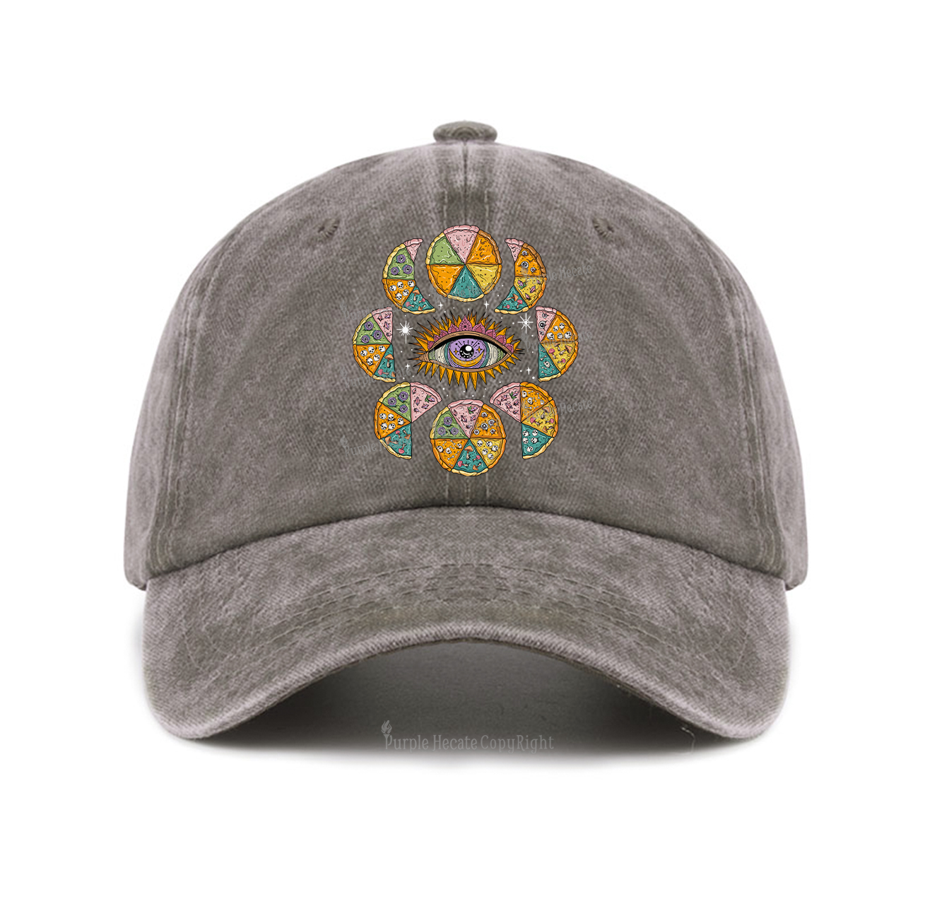 Purplehecate Moon Phase Pizza Baseball Cap