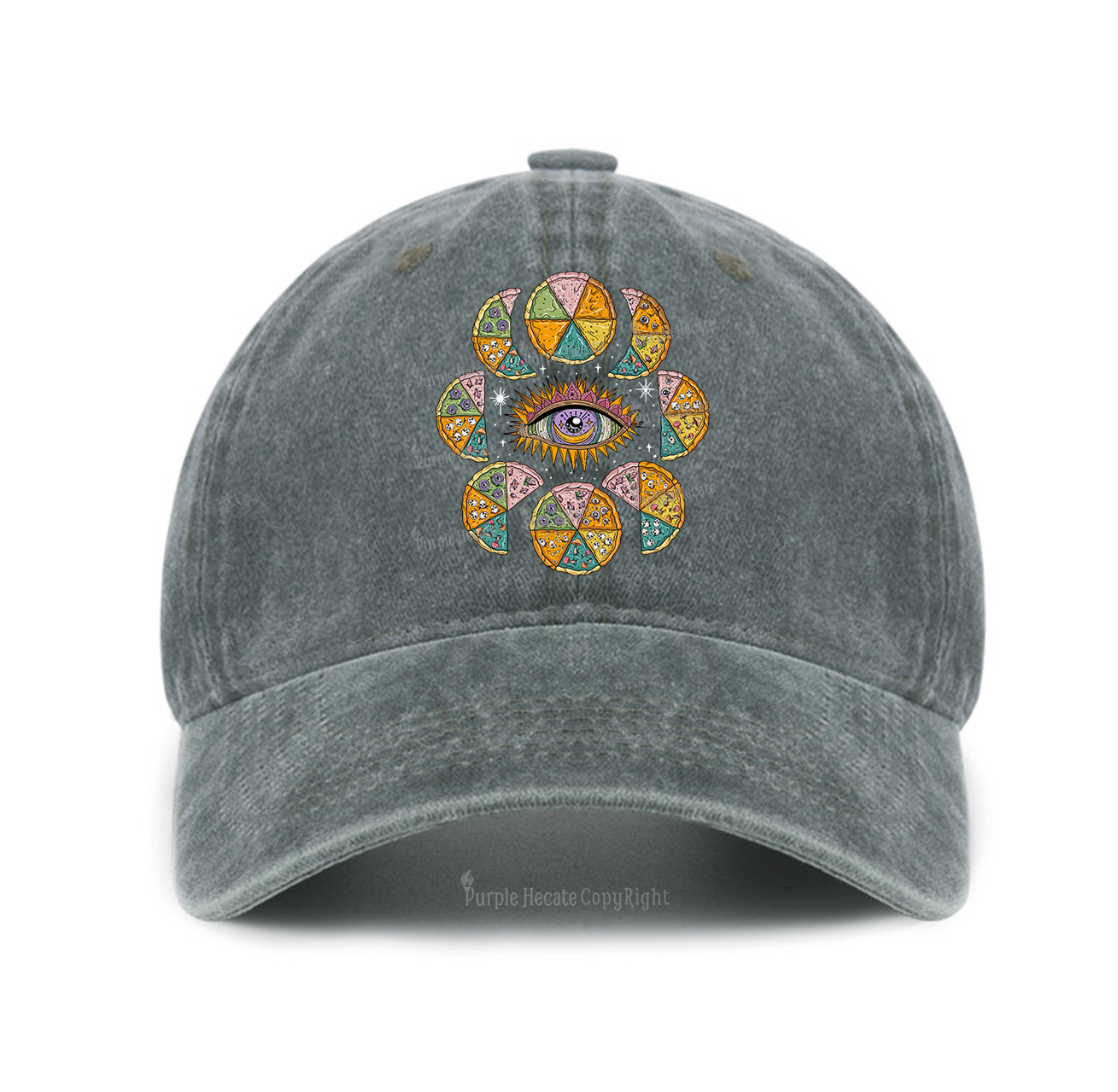 Purplehecate Moon Phase Pizza Baseball Cap