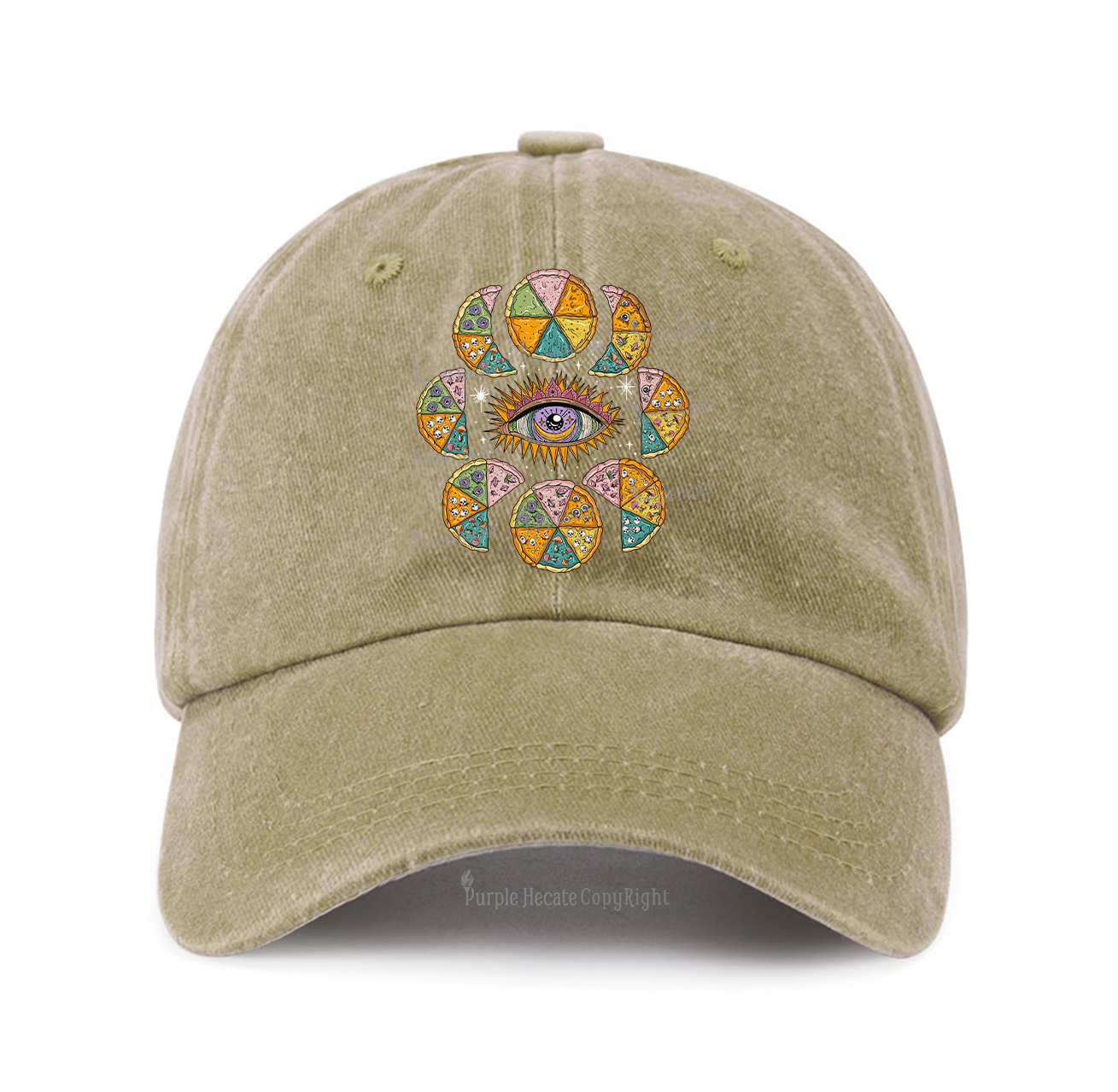 Purplehecate Moon Phase Pizza Baseball Cap