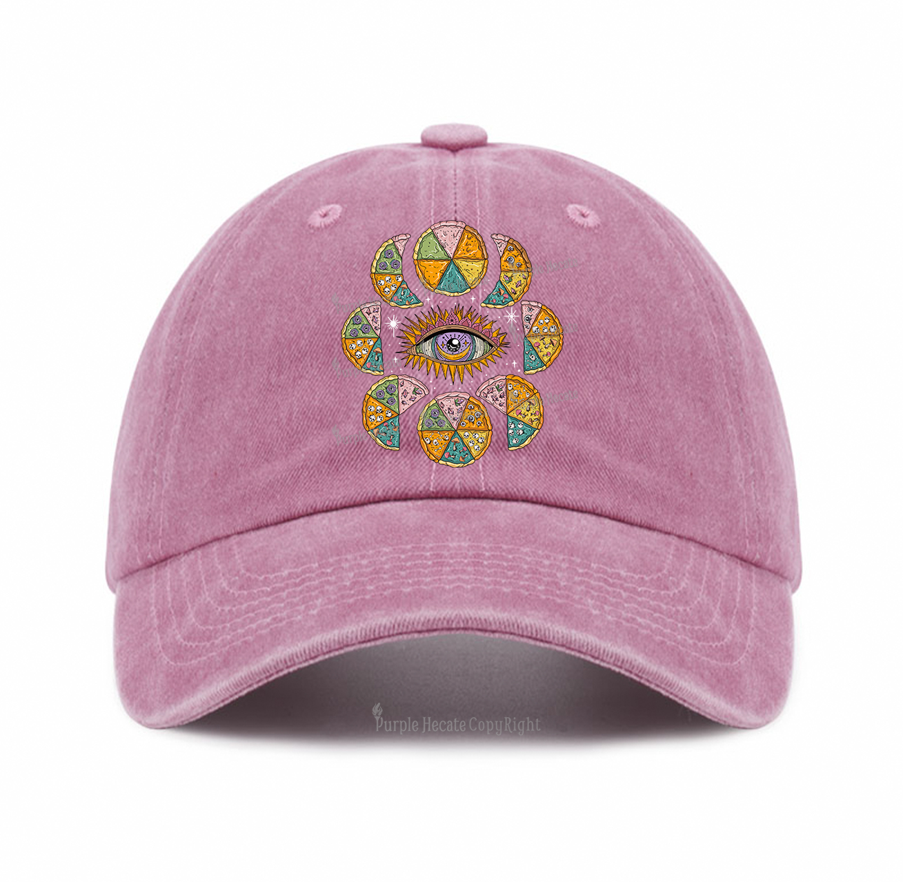 Purplehecate Moon Phase Pizza Baseball Cap