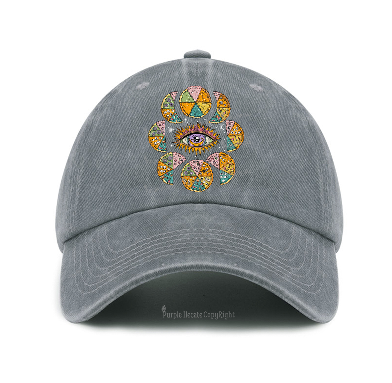 Purplehecate Moon Phase Pizza Baseball Cap