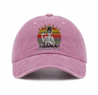 Purplehecate Everything Is Fine Skeleton Baseball Cap