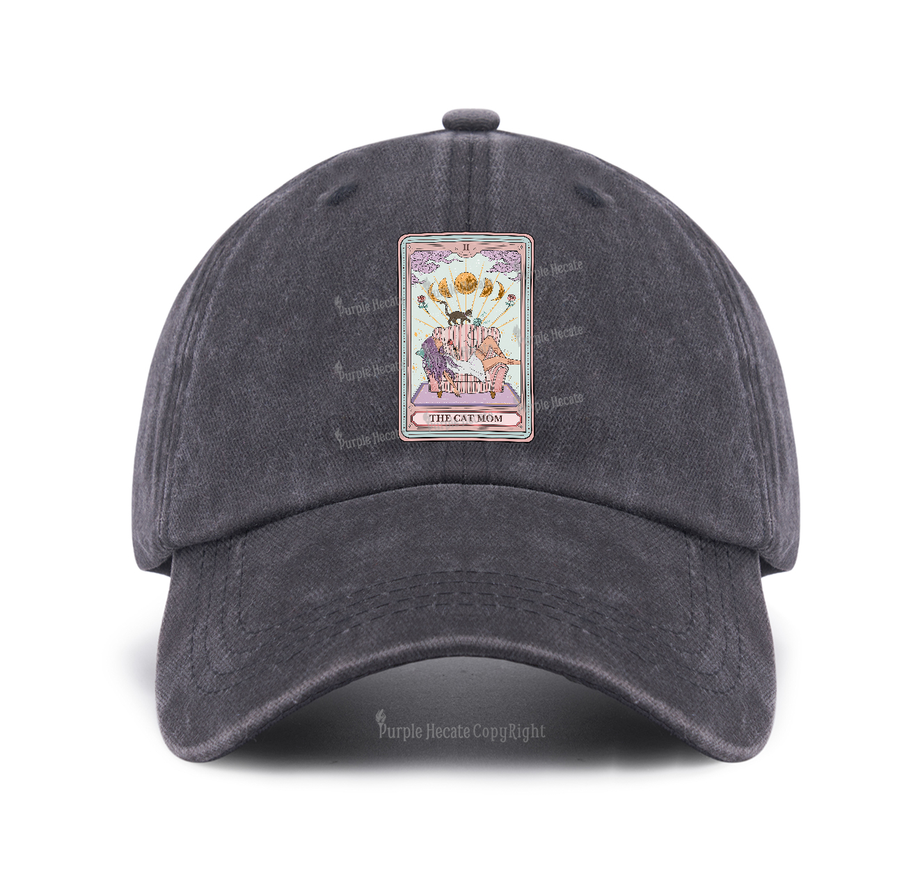 Purplehecate The Cat Mom Tarot Baseball Cap