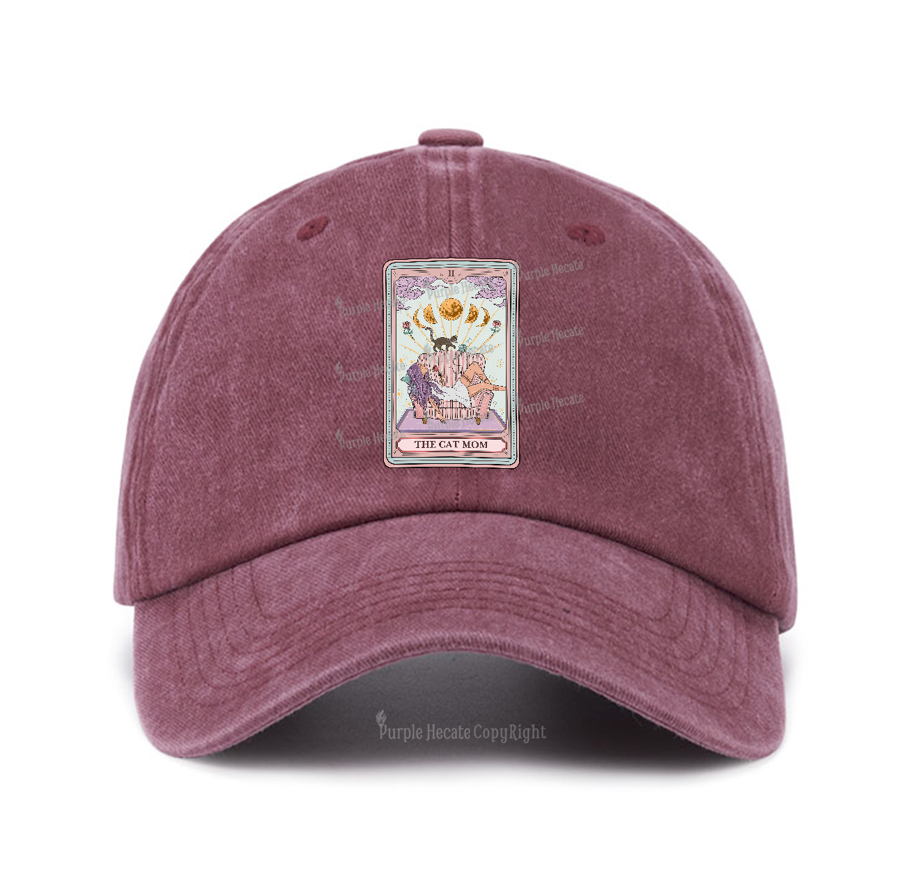 Purplehecate The Cat Mom Tarot Baseball Cap