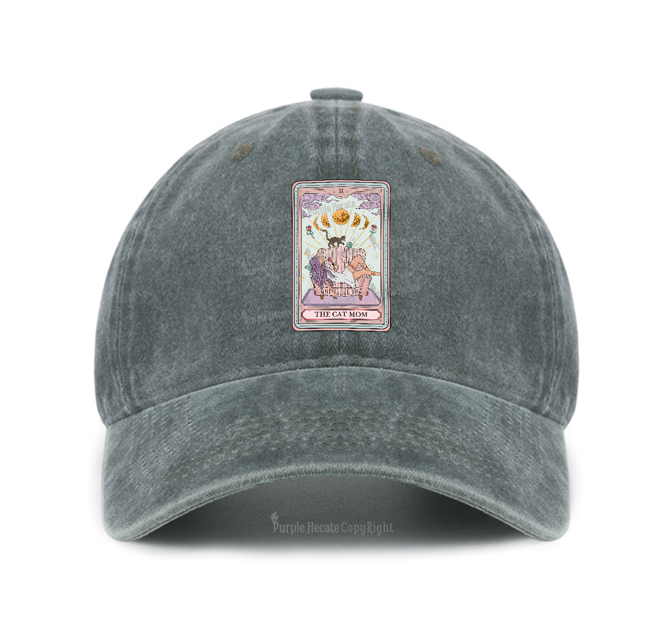 Purplehecate The Cat Mom Tarot Baseball Cap
