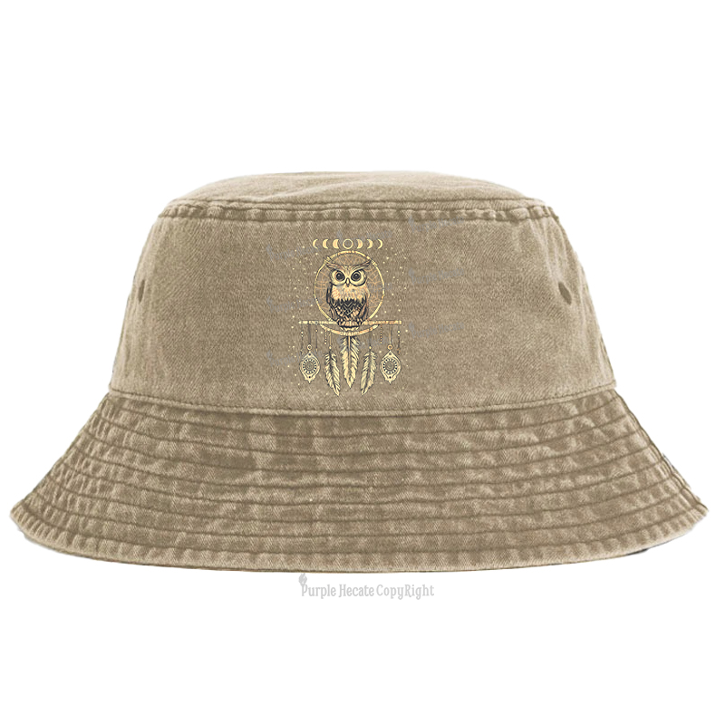 Purplehecate Luna Owl Dream Catcher Bucket Hat