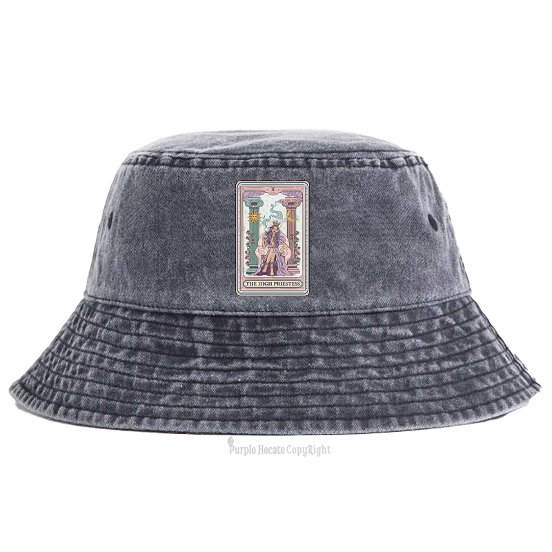 Purplehecate The High Priestess Tarot Card Bucket Hat