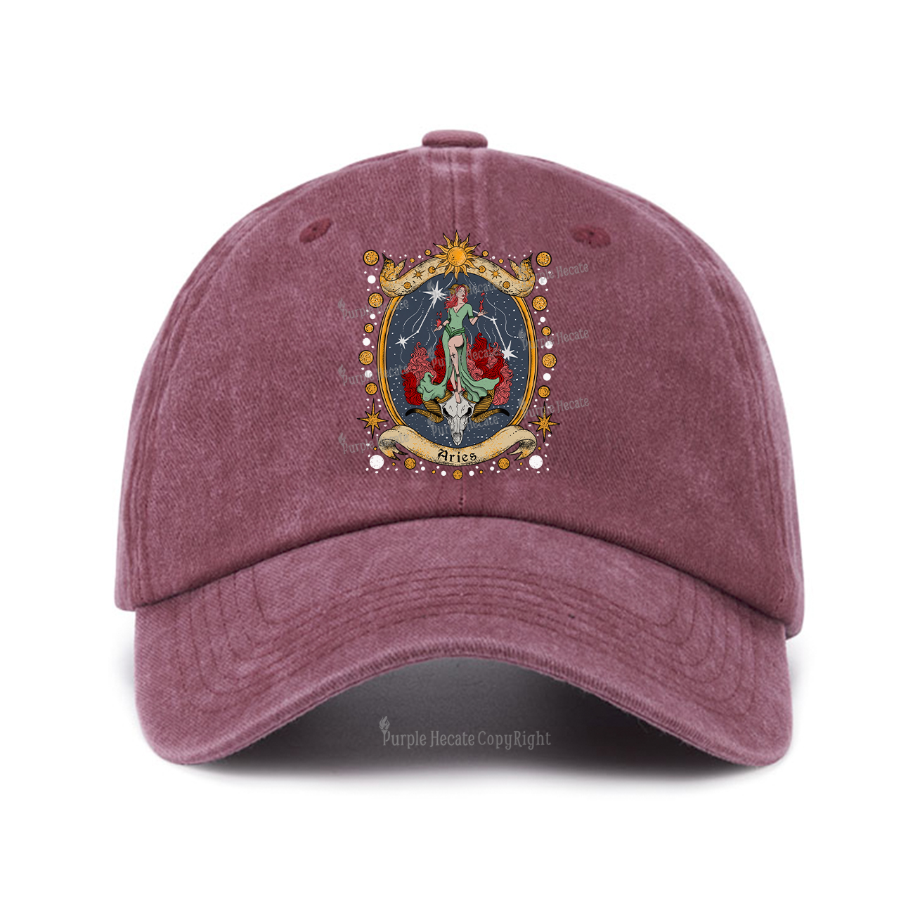 Purplehecate Celestial Aries Baseball Cap