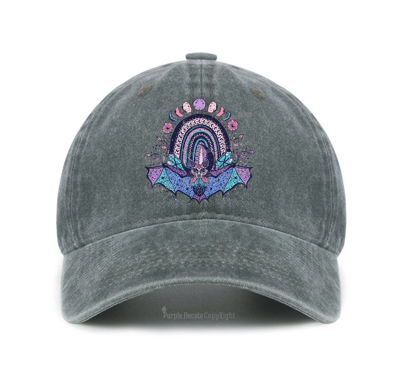 Purplehecate Moon Phase Bat Baseball Cap
