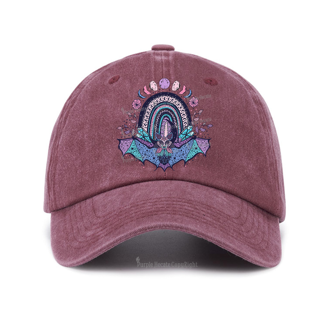Purplehecate Moon Phase Bat Baseball Cap