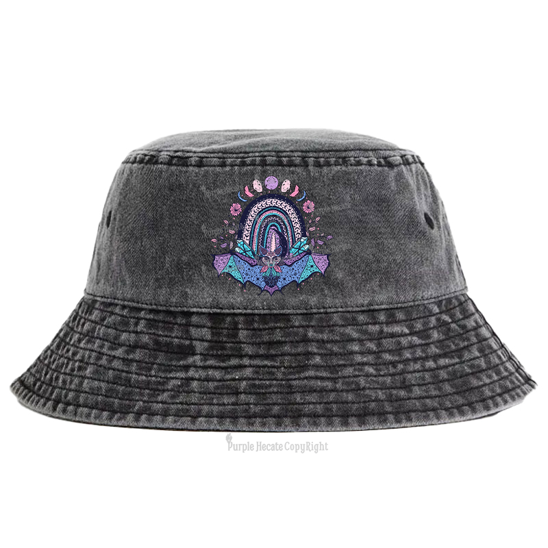 Purplehecate Moon Phase Bat Bucket Hat