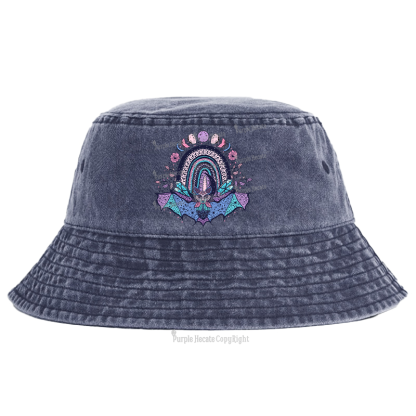 Purplehecate Moon Phase Bat Bucket Hat