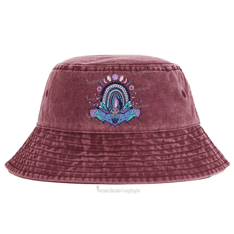 Purplehecate Moon Phase Bat Bucket Hat