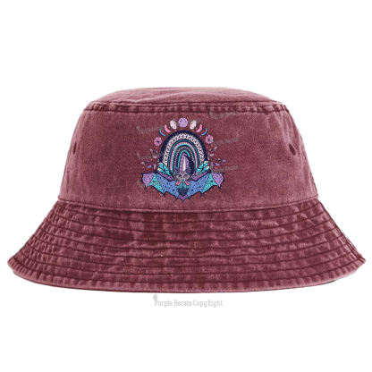 Purplehecate Moon Phase Bat Bucket Hat