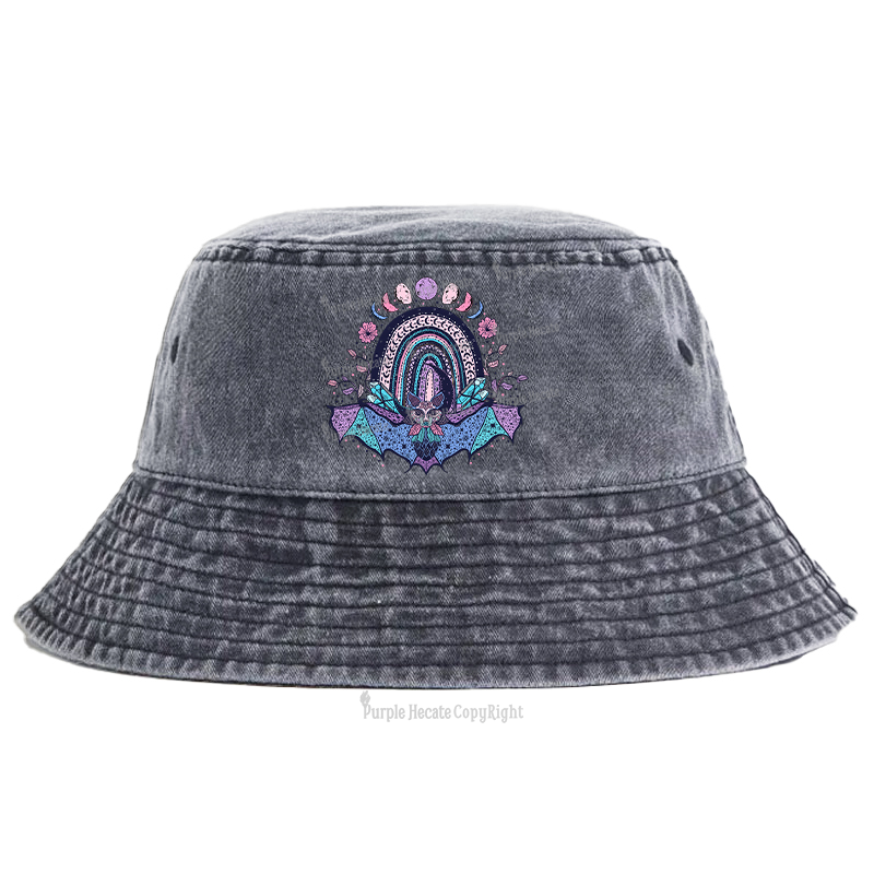 Purplehecate Moon Phase Bat Bucket Hat