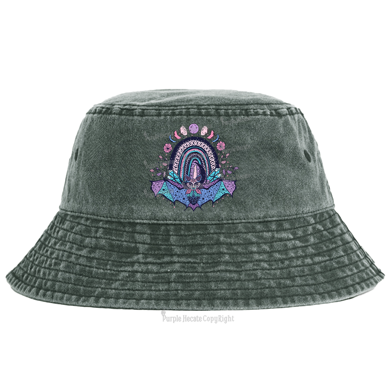 Purplehecate Moon Phase Bat Bucket Hat