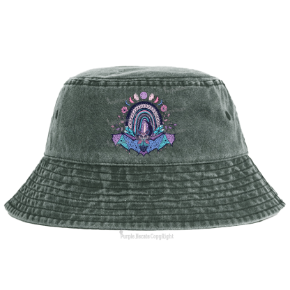 Purplehecate Moon Phase Bat Bucket Hat