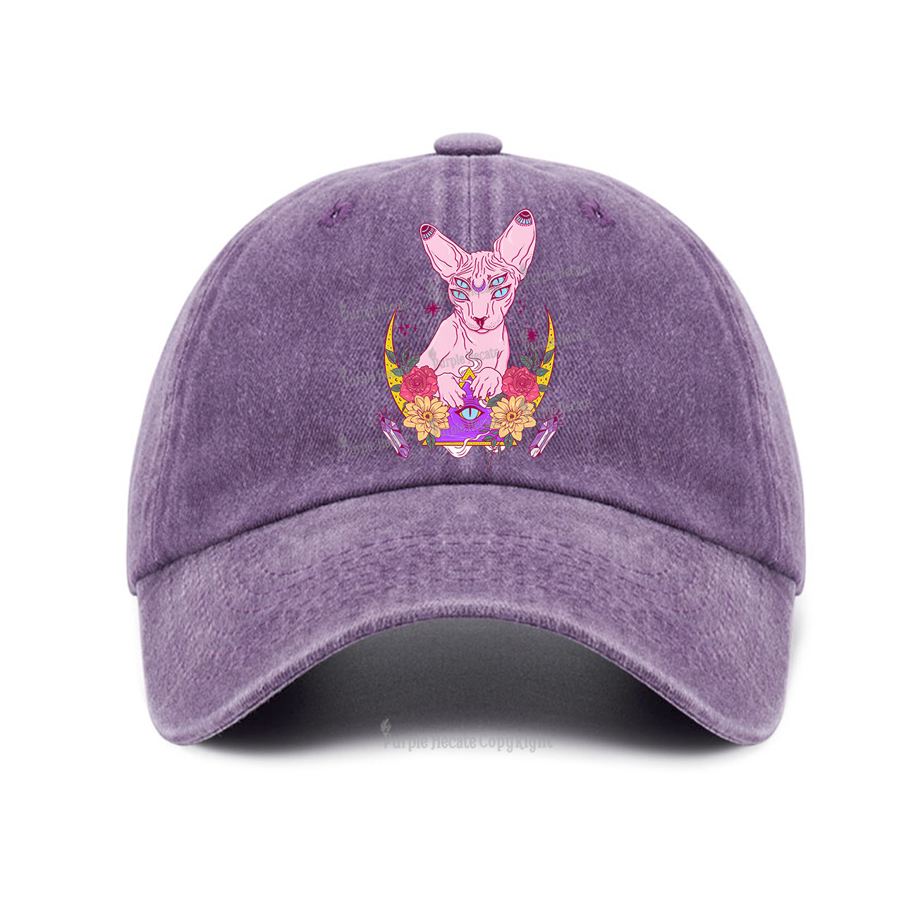 Purplehecate Moon Phase Cat Baseball Cap
