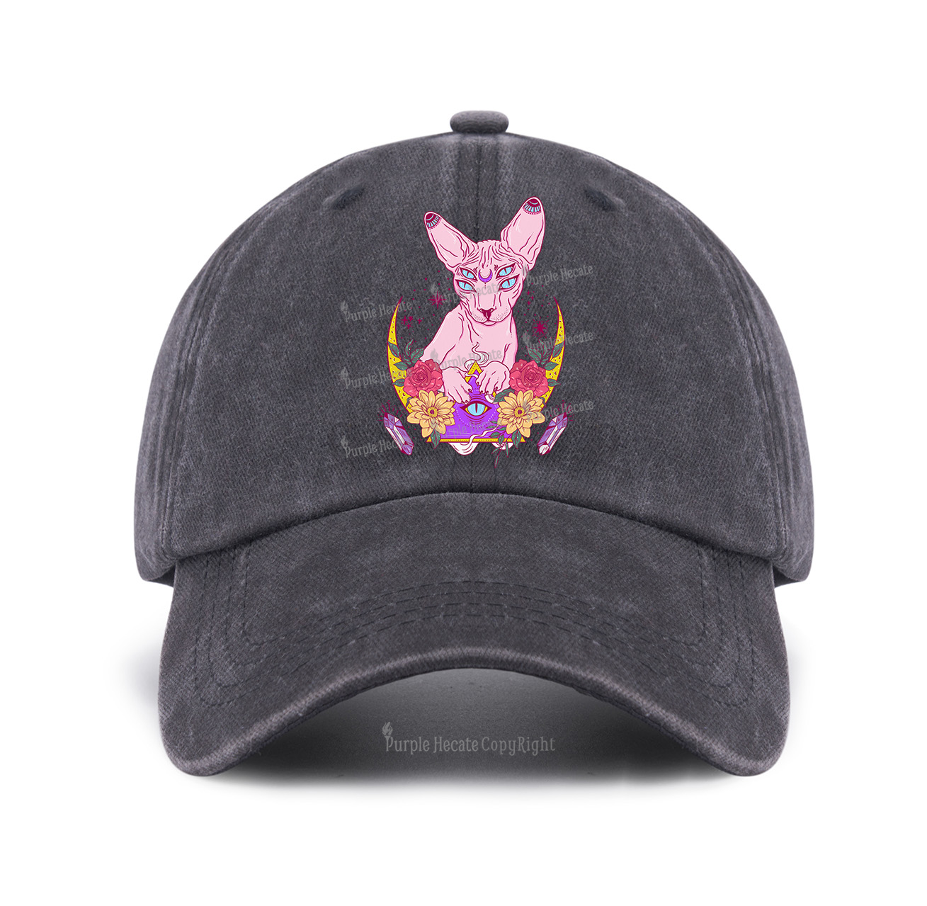 Purplehecate Moon Phase Cat Baseball Cap