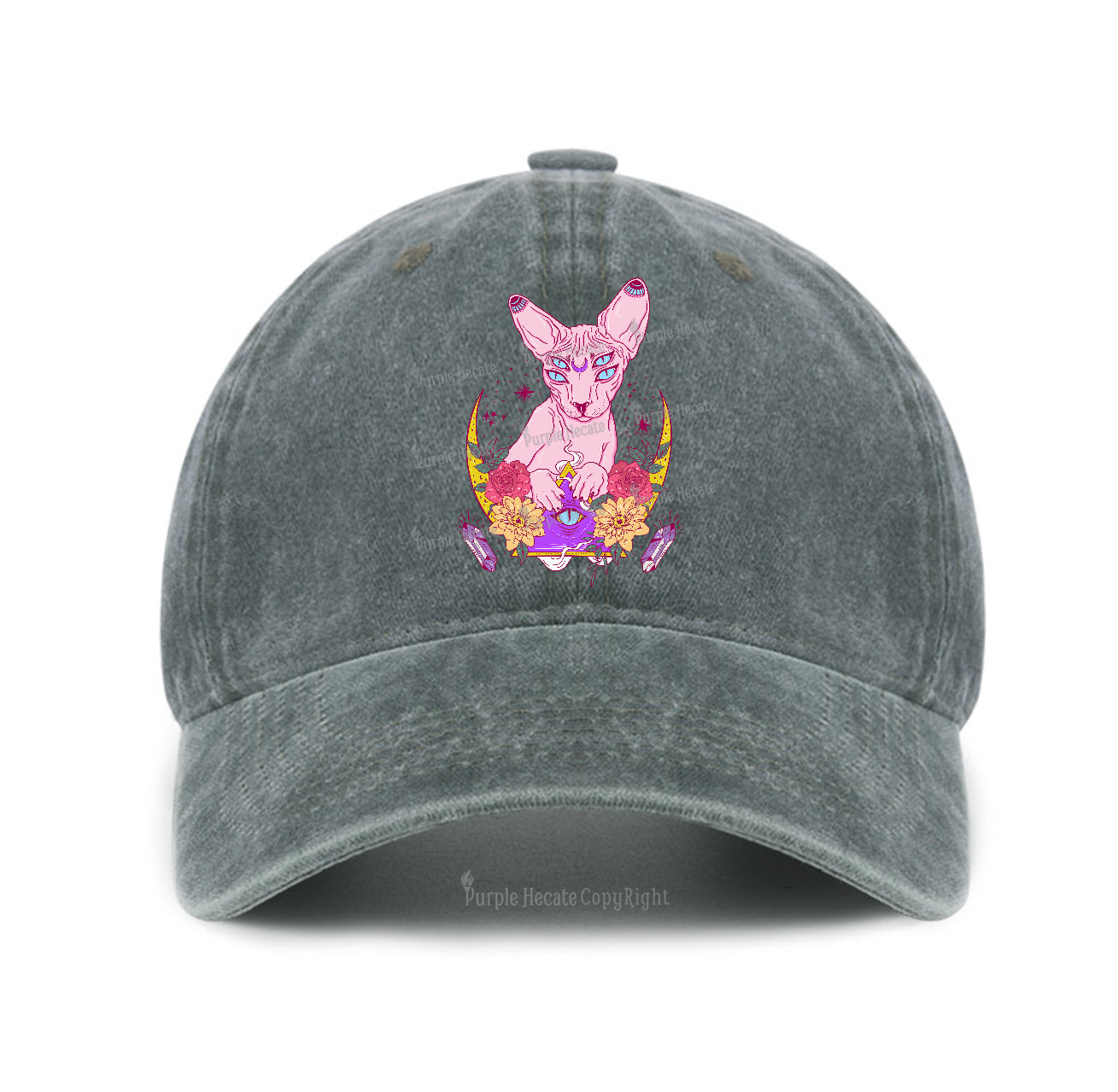 Purplehecate Moon Phase Cat Baseball Cap