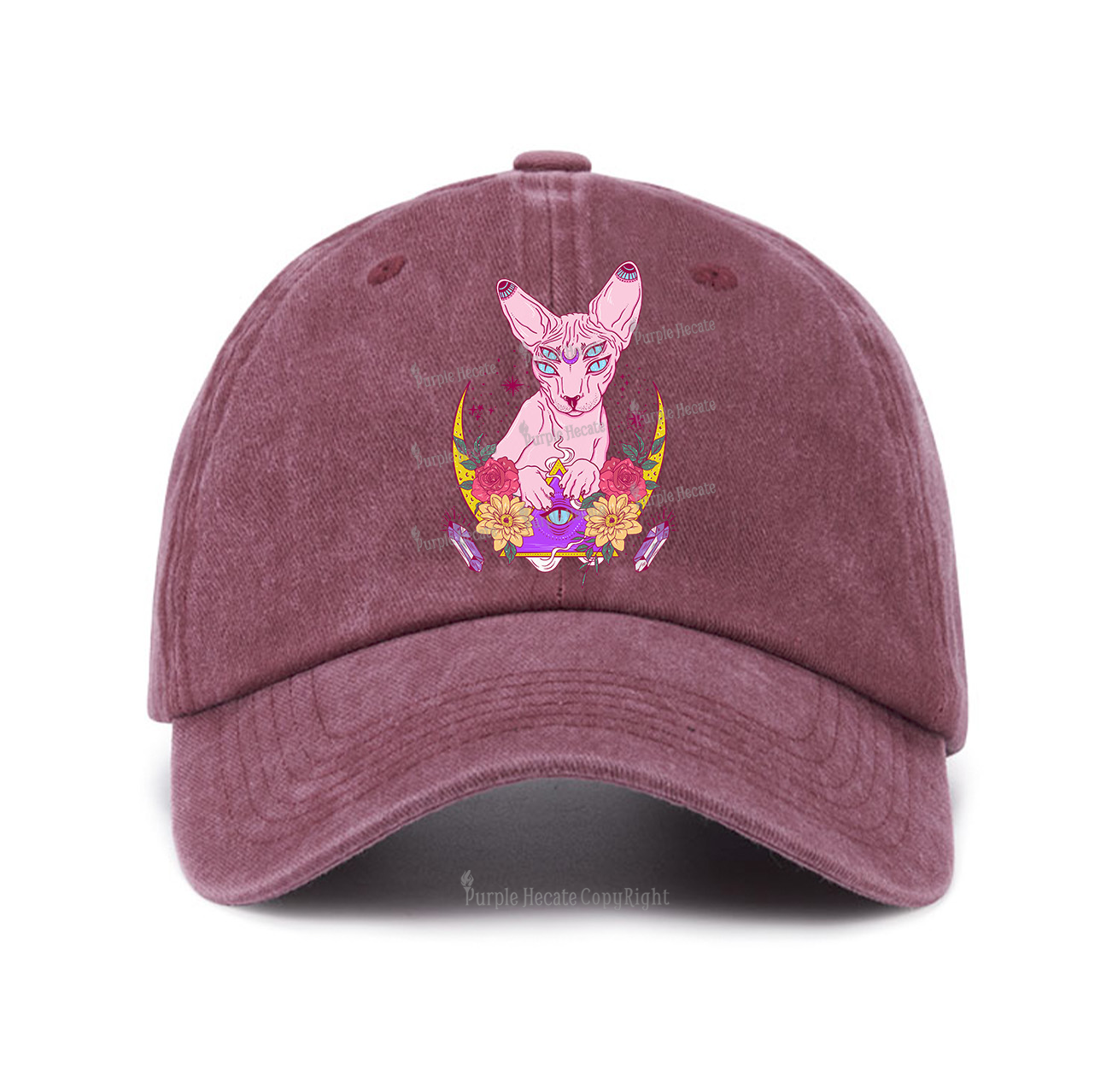 Purplehecate Moon Phase Cat Baseball Cap