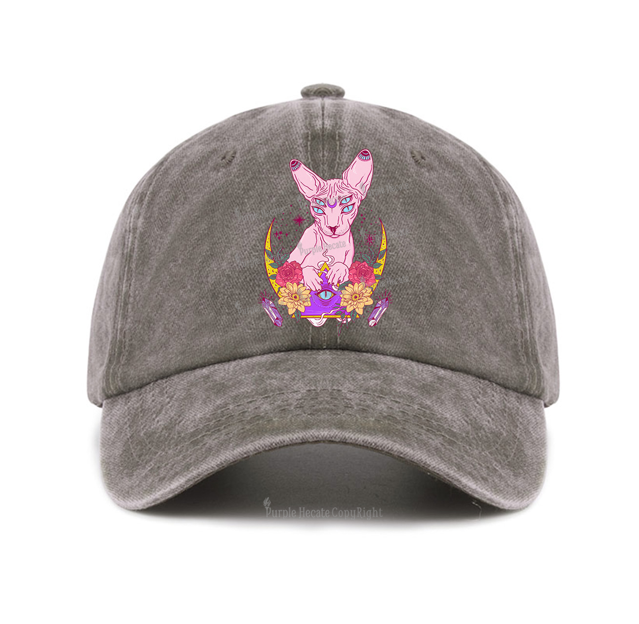 Purplehecate Moon Phase Cat Baseball Cap