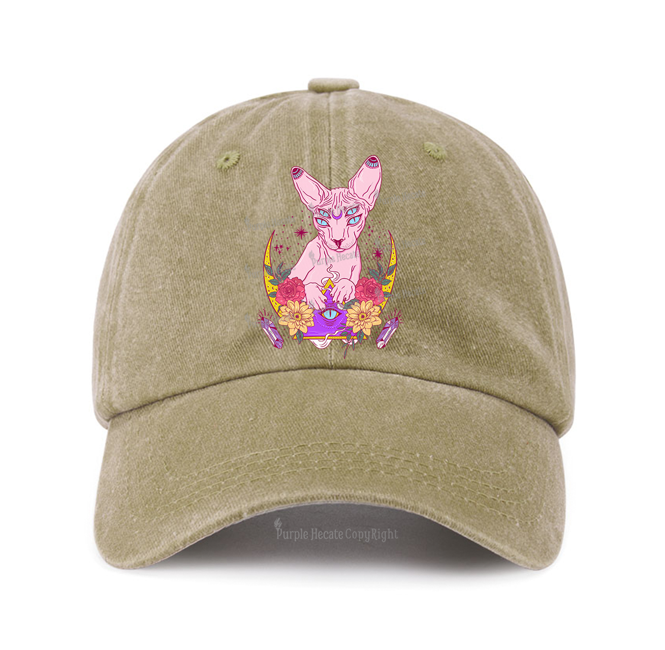 Purplehecate Moon Phase Cat Baseball Cap