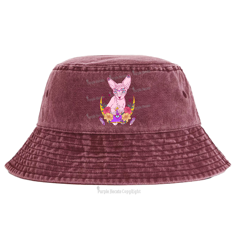 Purplehecate Moon Phase Cat Bucket Hat