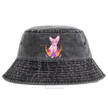 Purplehecate Moon Phase Cat Bucket Hat