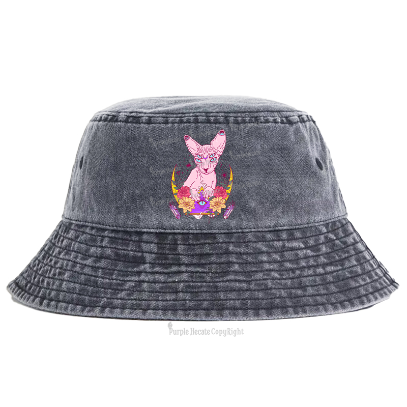 Purplehecate Moon Phase Cat Bucket Hat