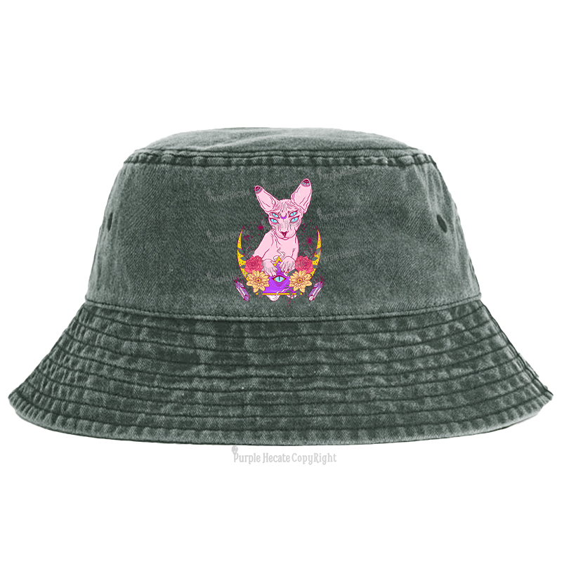 Purplehecate Moon Phase Cat Bucket Hat