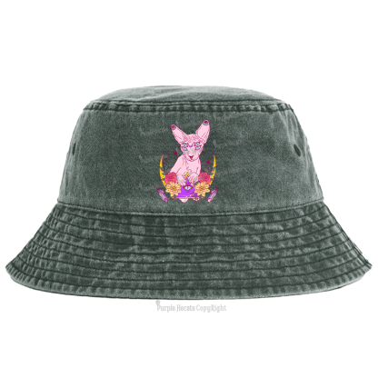 Purplehecate Moon Phase Cat Bucket Hat